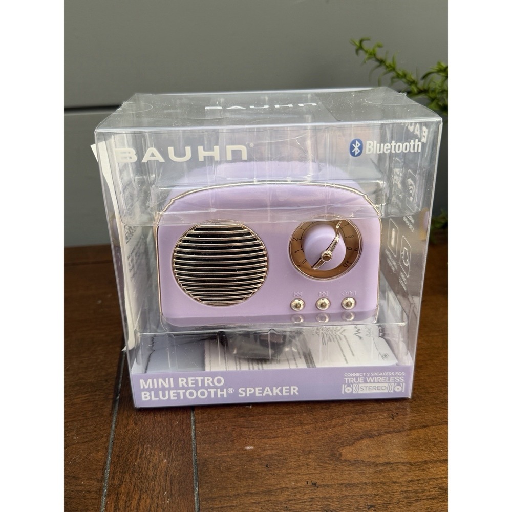 BAUHN Mini Retro Bluetooth Speaker Purple FM Radio Wireless Portable New